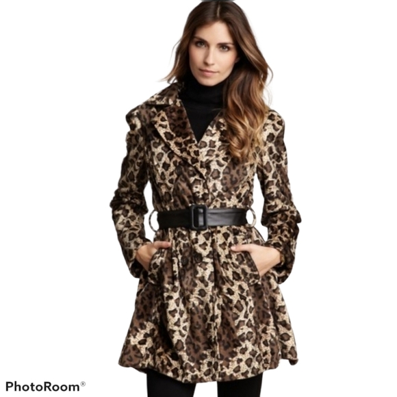 Fever Jackets & Blazers - Fever Faux Leopard double Breasted Collar Coat